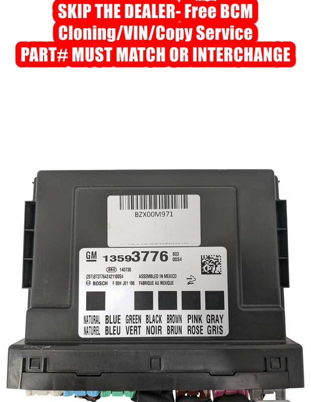 PROGRAMMED 2014-2016 Cadillac Chevrolet Buick BCM Body Control Module 13593776