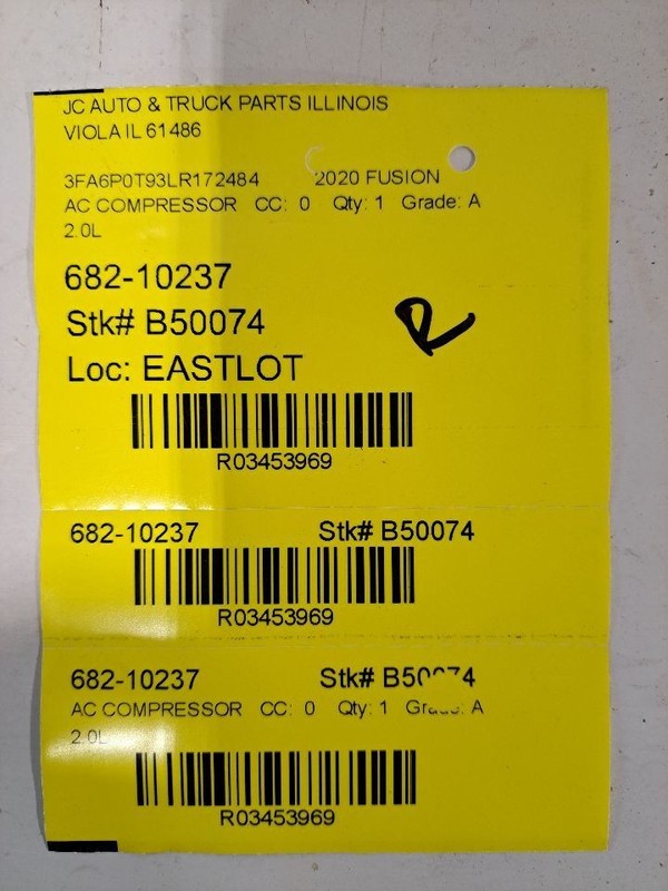 AC Compressor VIN 9 8th Digit Turbo Fits 19-20 FUSION 3453969