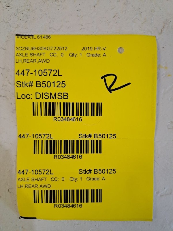 Driver Left Axle Shaft Rear Axle Fits 19-22 HR-V 3484616