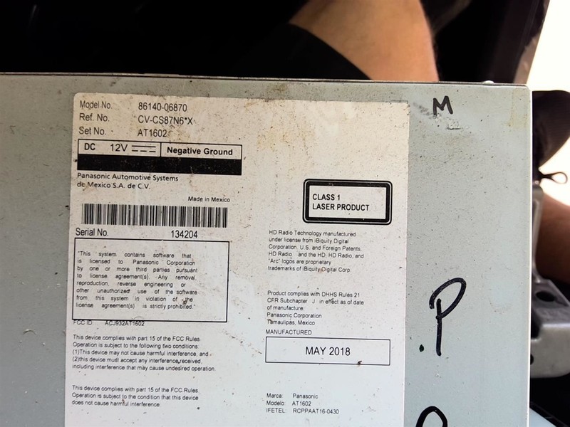 Audio Equipment Radio Display And Receiver ID 86140-06870 Fits 18 CAMRY 1731161