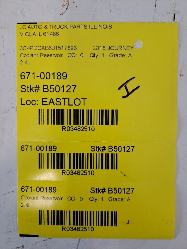 Coolant Reservoir Fits 09-20 JOURNEY 3482510