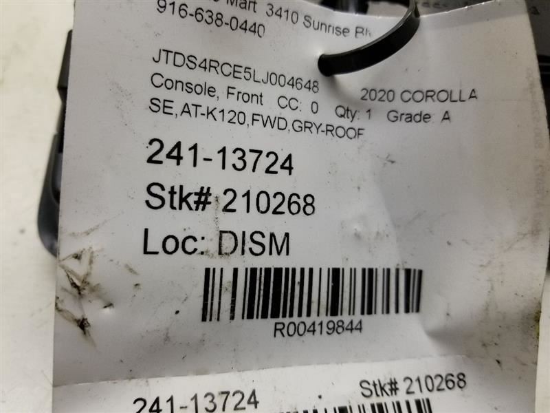 2020 TOYOTA COROLLA SE OVERHEAD ROOF CONSOLE