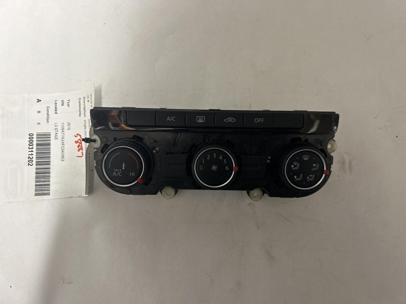 2015 VOLKSWAGEN PASSAT Heat AC Controller single zone 561907426 OEM 13