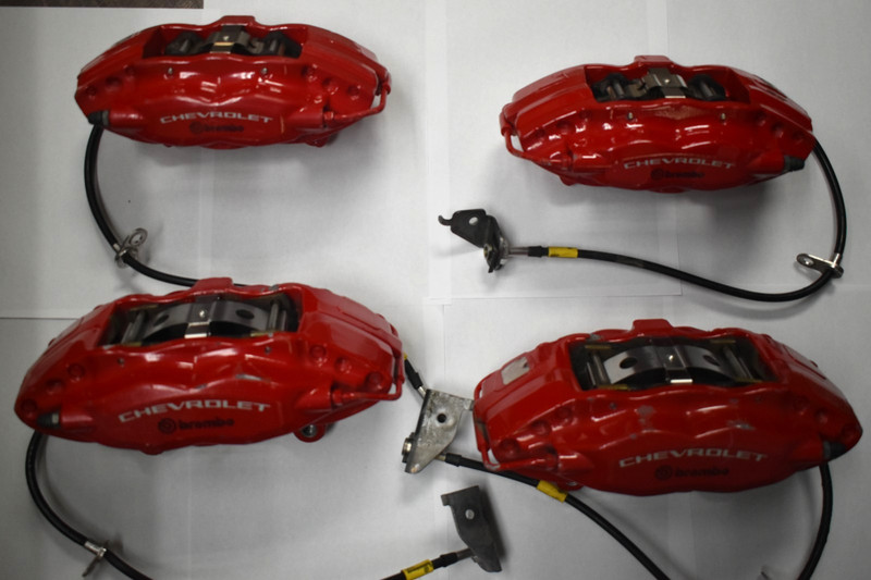 2010-15 CAMARO OEM RED BREMBO BRAKE CALIPERS FRONT N REAR **USED**