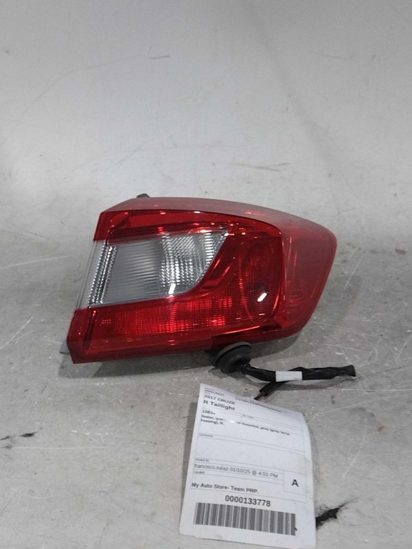 2017 Chevrolet Cruze Right Tail Light Assembly Black OEM Used 684966