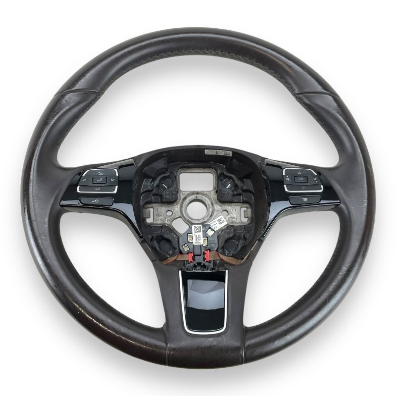 2011-2017 VW Touareg 7P Black Leather Multifunction Driver Steering Wheel OEM