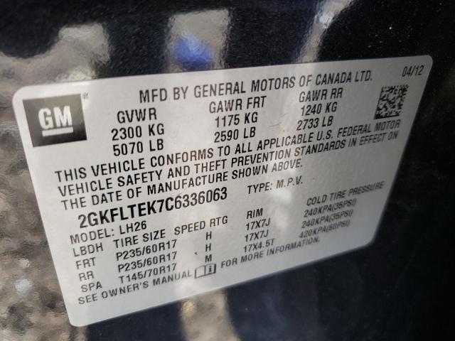 2012 GMC Terrain Left Tail Light Assembly Black OEM 246062 95K Miles