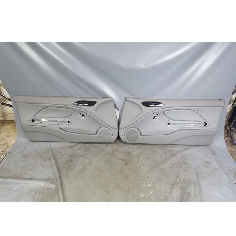 00-06 BMW E46 3-Series 2dr Front Int Door Panel Trim Skin Pair Grey Leather OE