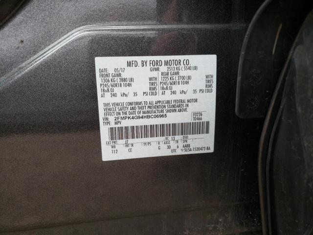 2017 Ford Edge Right Door Mirror Assembly Grey OEM 451698 72K Miles