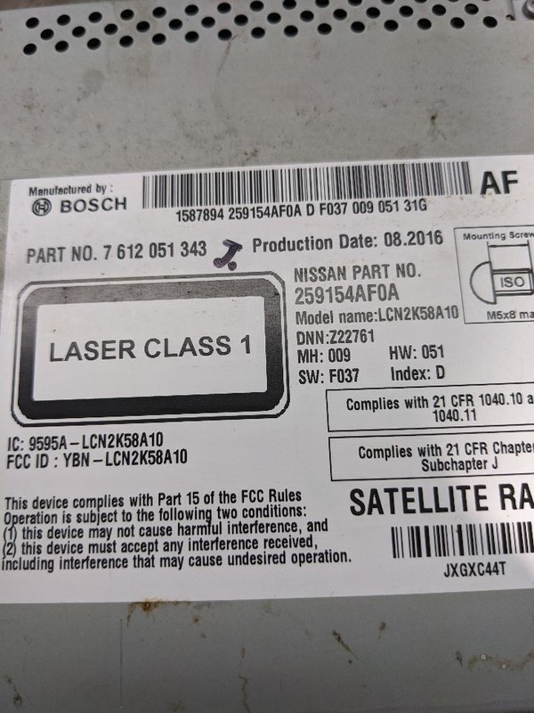 Audio Equipment Radio Receiver Am-fm-stereo-cd Fits 16 SENTRA 1138134