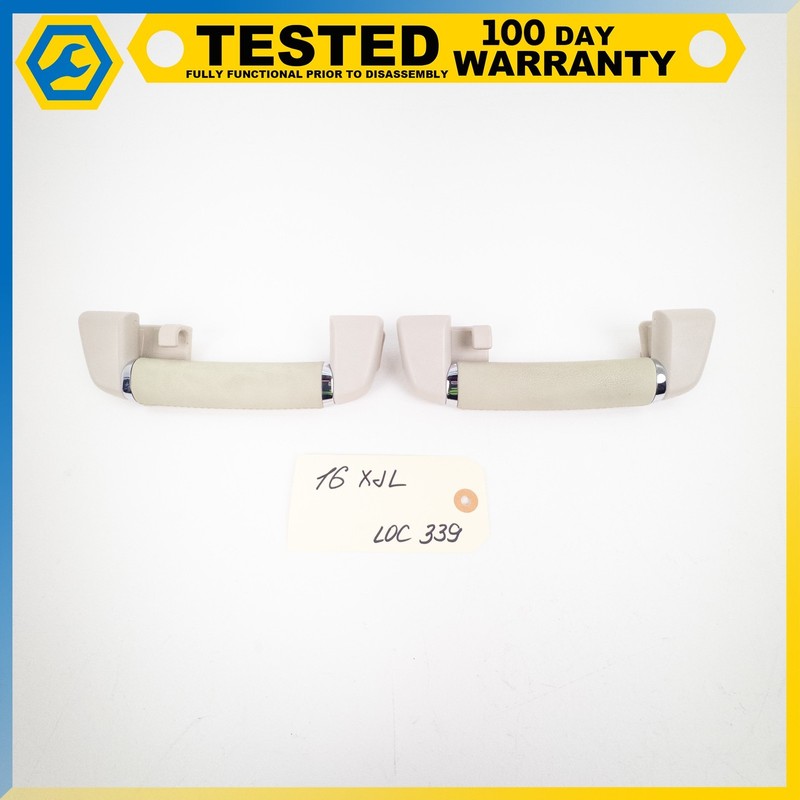 10-18 JAGUAR XJ REAR RIGHT LEFT SIDE INTERIOR SUPPORT GRAB HANDLE BEIGE SET OEM