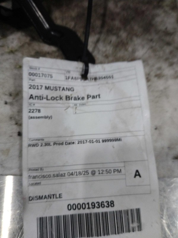 Used ABS Pump and Motor Assembly fits: 2017 Ford Mustang Assembly from 03/30/15
