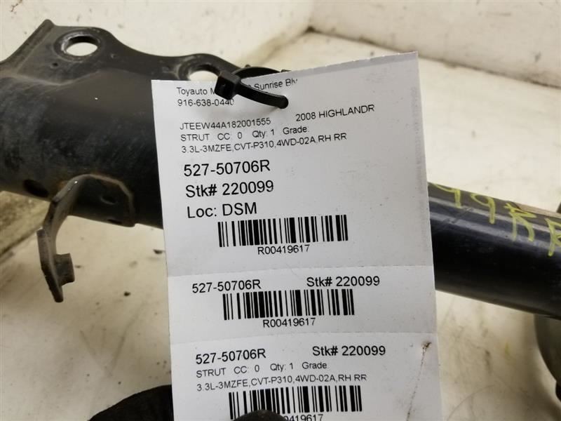 08-10 TOYOTA HIGHLANDER HYBRID REAR RIGHT PASSENGER SIDE STRUT