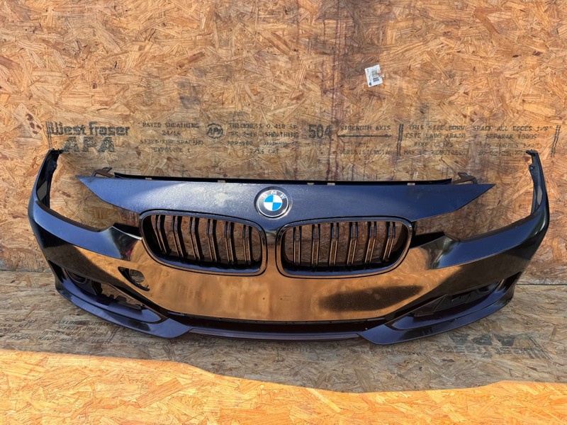 OEM BMW F30 F31 Front Bumper Cover Panel Assembly w/ Grilles Metallic Black 475