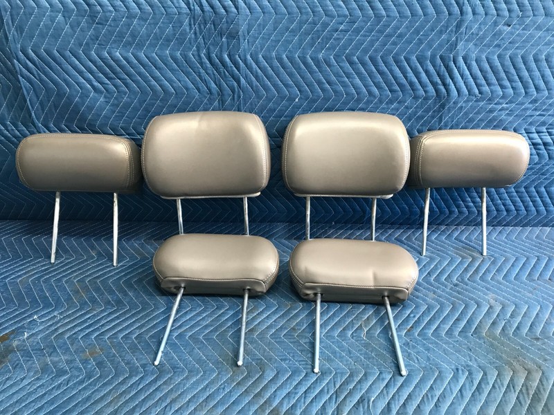 02-09 GMC ENVOY TRAILBLAZER FRONT REAR HEADREST SET of 6 OEM GRAY LEATHER