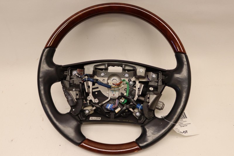 2009-2012 LEXUS LS460 DRIVER STEERING WHEEL LEATHER BLACK & WOOD OEM