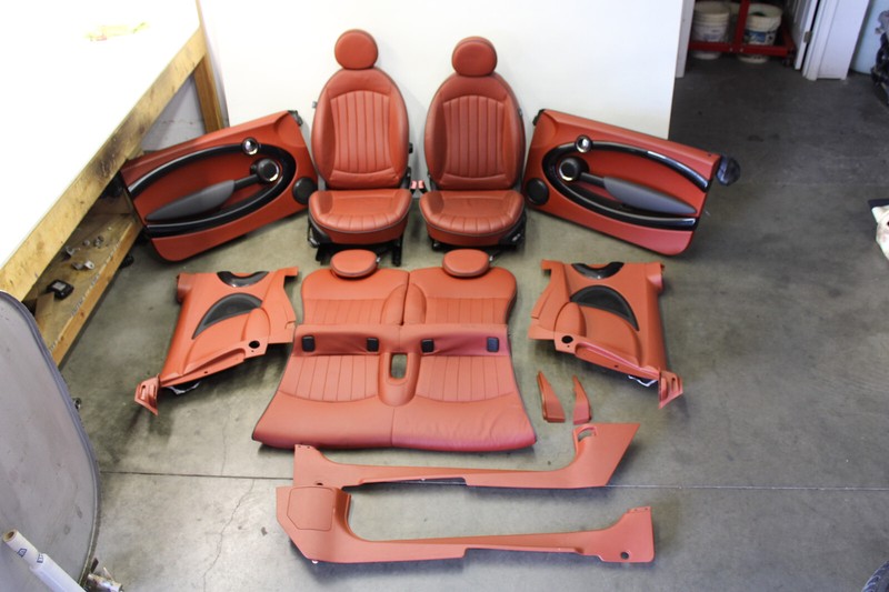 Mini Cooper T9ES Redwood Leather Interior Swap Seats Door Panels R56 Oem 07-13