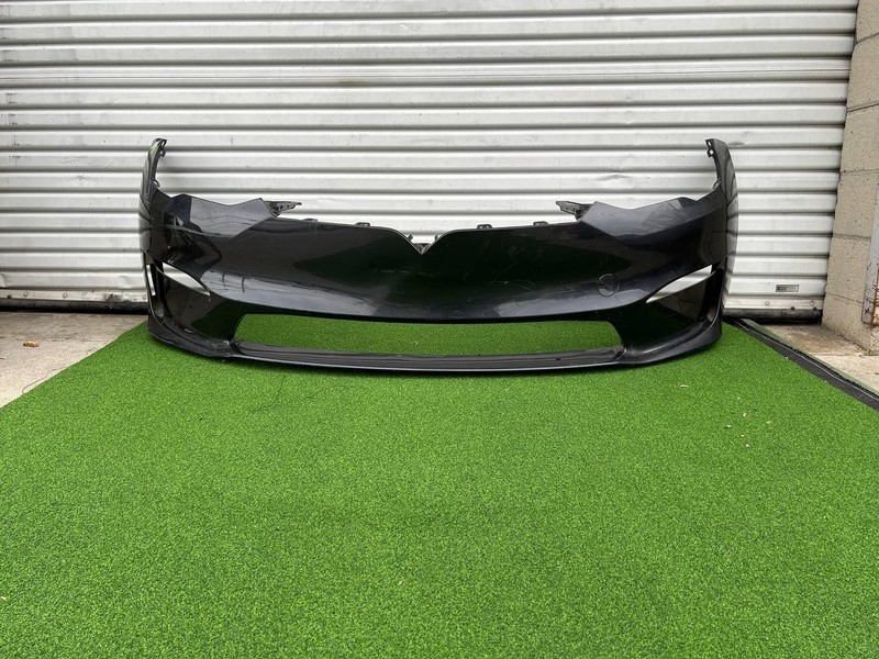 ✅ 2021+ Tesla Model S Front Bumper Cover Black No Sensors w/dent and scratches