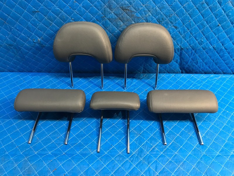 2004-2009 TOYOTA PRIUS FRONT REAR BACK SEAT HEADRESTS GRAY LEATHER SET OEM