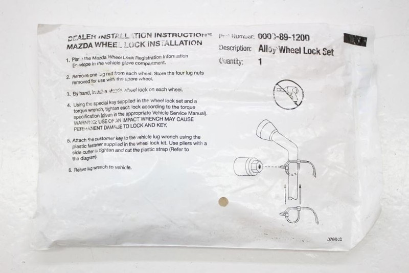 2009-2014 Mazda Mx-5 Miata NC Alloy Wheel Lock Set 000089120D