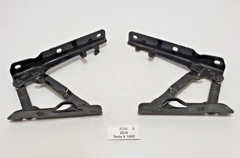 ✅ 12-20 OEM Tesla Model S Front Left Right Bonnet Hood Hinge Bracket Black SET