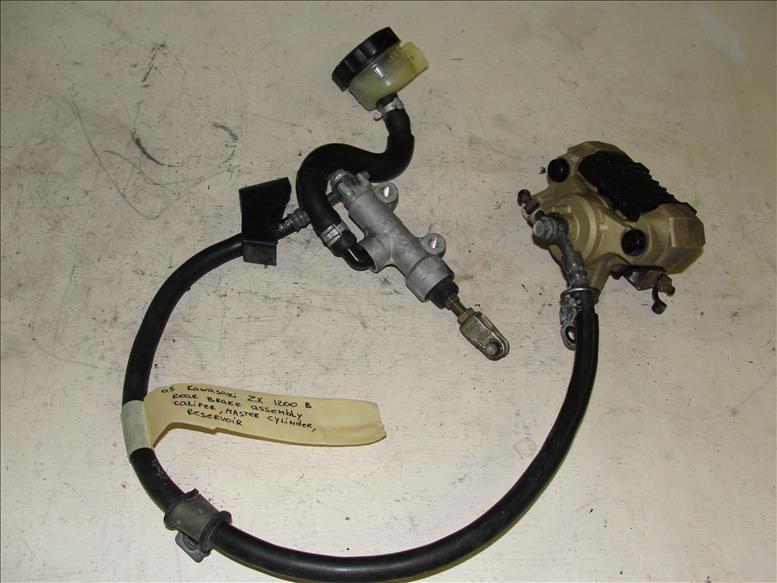 03 KAWASAKI ZX 1200 B REAR BRAKE ASSEMBLY CALIPER MASTER CYLINDER ZX1200