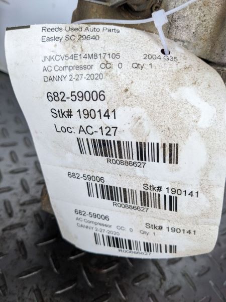 AC Compressor 2 Door Coupe VQ35DE Engine Fits 03-07 INFINITI G35 886627