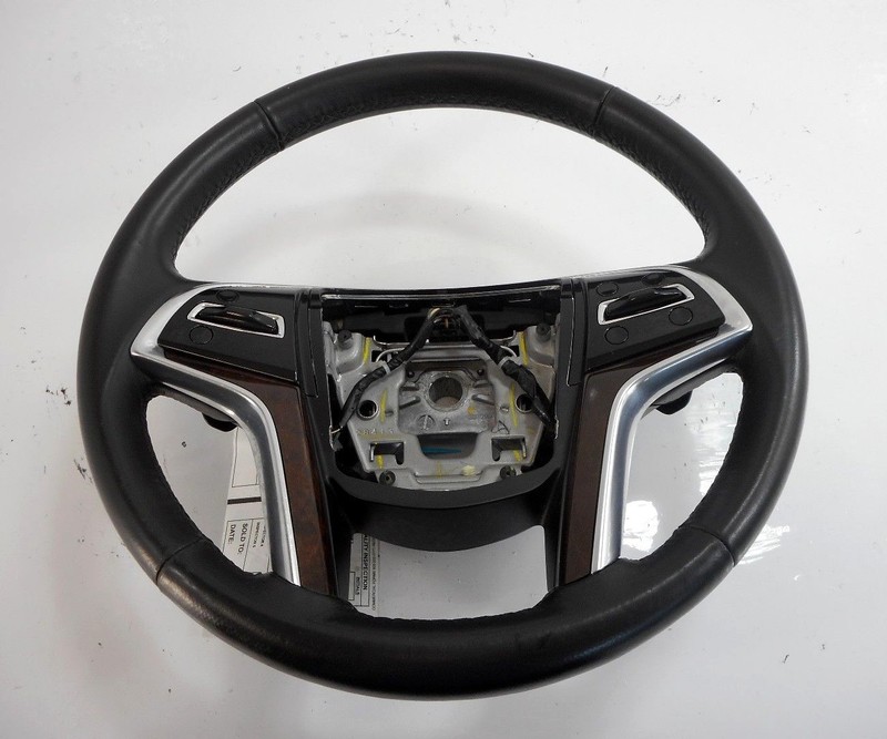 14 Cadillac XTS Driver Wheel W/ Controls & Paddle Shifters OEM Black Woodgrain