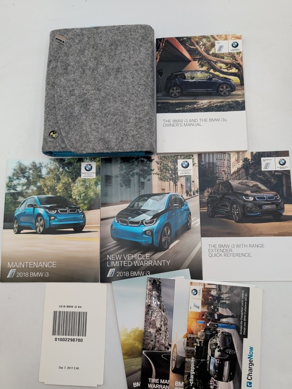 2018 BMW i3 s i3s OWNERS MANUAL SET RANGE EXTENDER 170hp 181hp 94ah