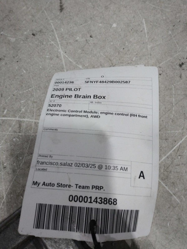 2009 Honda Pilot Engine Control Module (ECM) OEM 521616 Used 141K Miles