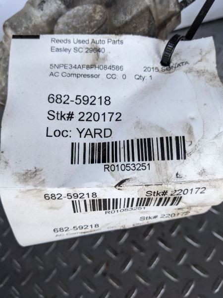 AC Compressor VIN B 8th Digit Turbo Fits 15-17 SONATA 1053251