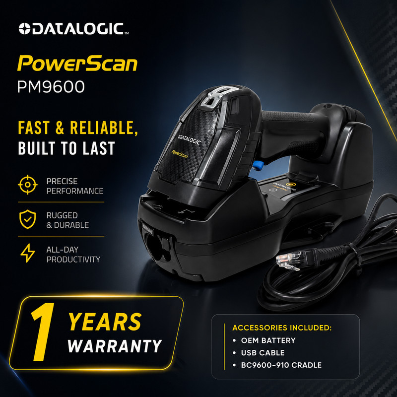 Refurbished🔸Datalogic PowerScan PM9600 SR910RB PDF417 Barcode Scanner w/Bundle