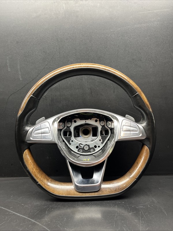 W222 C217 Mercedes Benz Steering Wheel S550 S63 AMG Flat Bottom Walnut Woodgrain