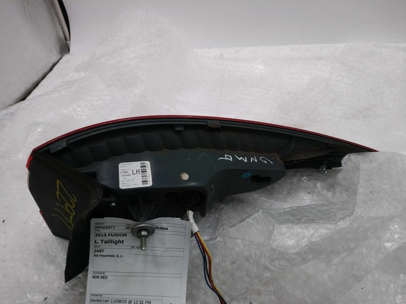 2013 Ford Fusion Left Tail Light Assembly White OEM 159076 Used 116k Miles