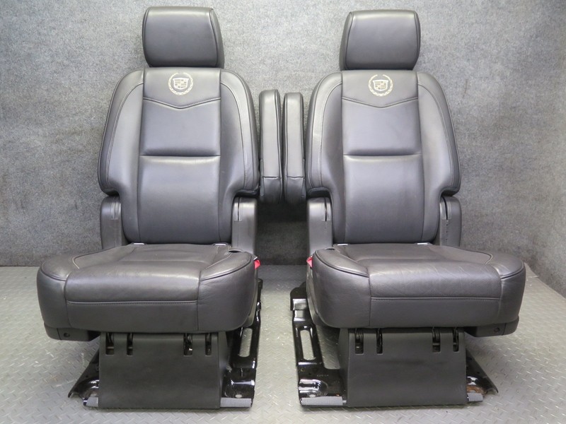 2013-2014 CADILLAC ESCALADE PLATINUM REAR SECOND 2ND ROW LEATHER SEAT SET OF 2