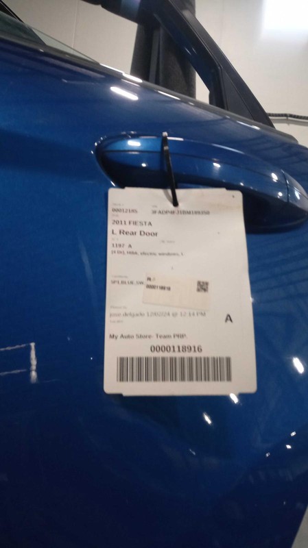 2011 Ford Fiesta Left Door Blue OEM Used 4DR Htbk Electric Windows