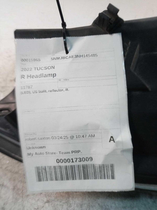 2022 Hyundai Tucson Right Headlight Assembly Blue 730627 Used 27K Miles