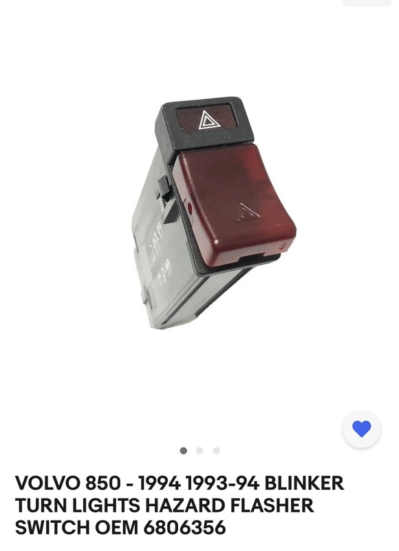 1993-1994 VOLVO 850 HAZARD FLASHER SWITCH OEM 6806356 emergency switch