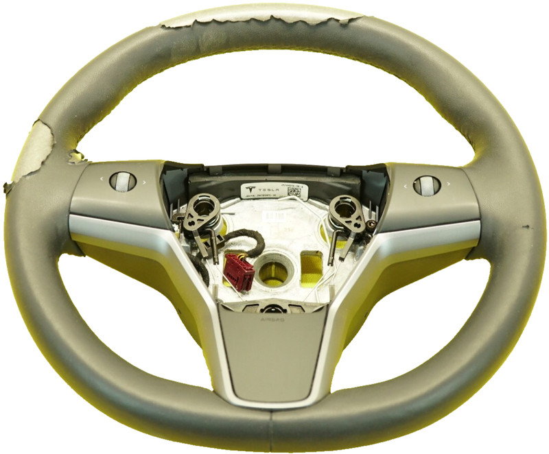 🔅2017-2023 TESLA Y OEM.STEERING WHEEL - PUR LEATHER 1490214-00-B