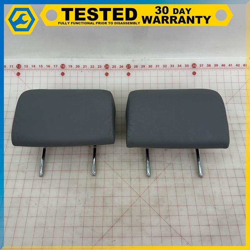94-01 BMW 730 740 750 REAR SEAT LEFT & RIGHT HEADREST LEATHER GRAY SET OEM