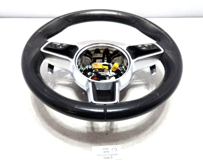 ✅15-18 OEM Porsche Cayenne Turbo S 958 Steering Wheel Leather Black W/ Switches